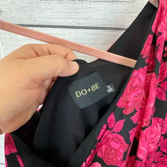 Do+Be Women's Pink & Black Floral One Shoulder Midi Dress Size Small - Picture 5 of 10